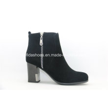 New Comfort Medium High Heels Leather Lady Boots